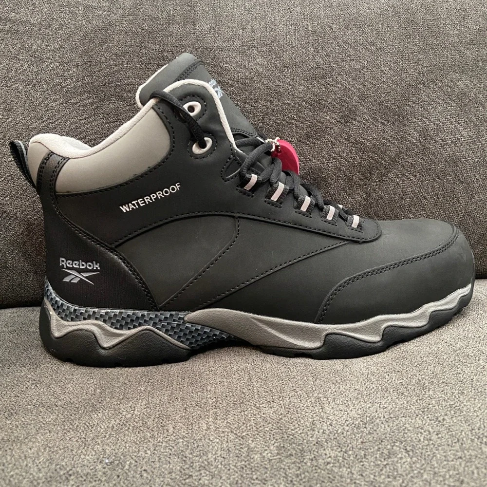 Reebok Beamer Work Boot Mens 10.5 Black Waterproof Athletic Composite Toe Safety